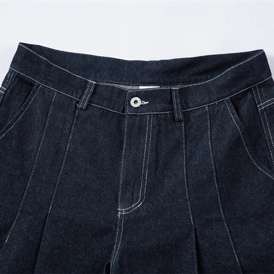 Pleated Baggy Denim Jeans