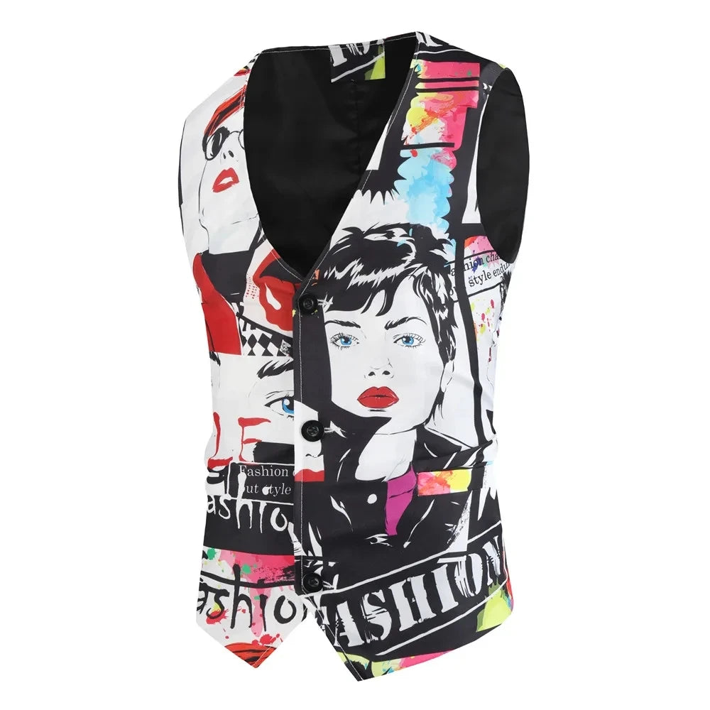 Sleeveless Graphic Printed Vest