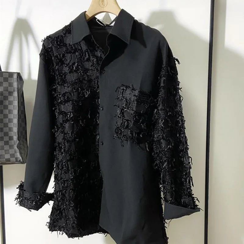 Patchwork Shredded Textured Shirt