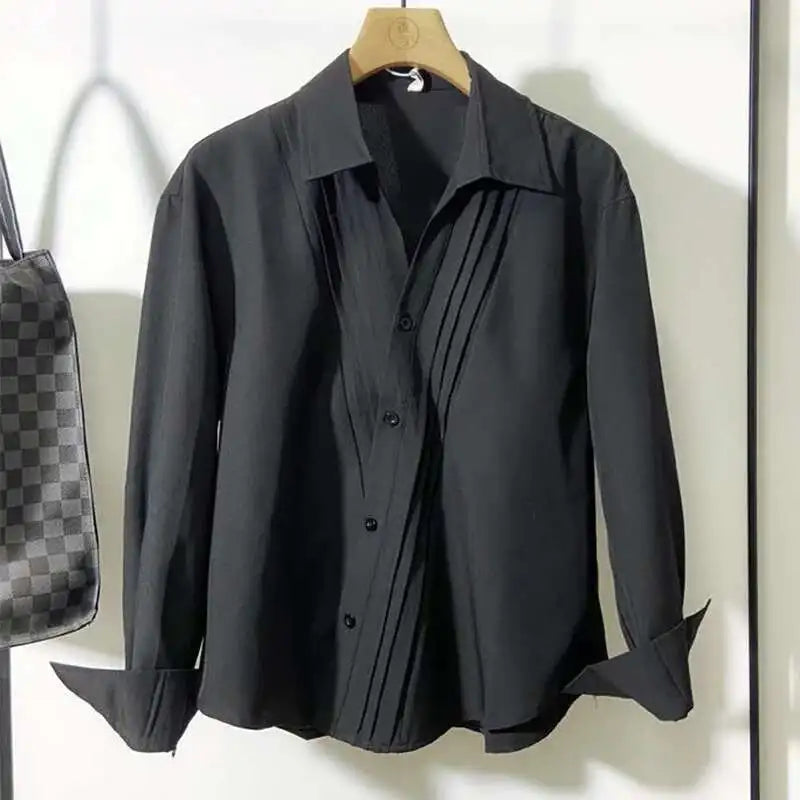 Pleated Darkwear Button-Up