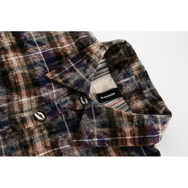 Patch Clash Distressed Plaid Button-Up