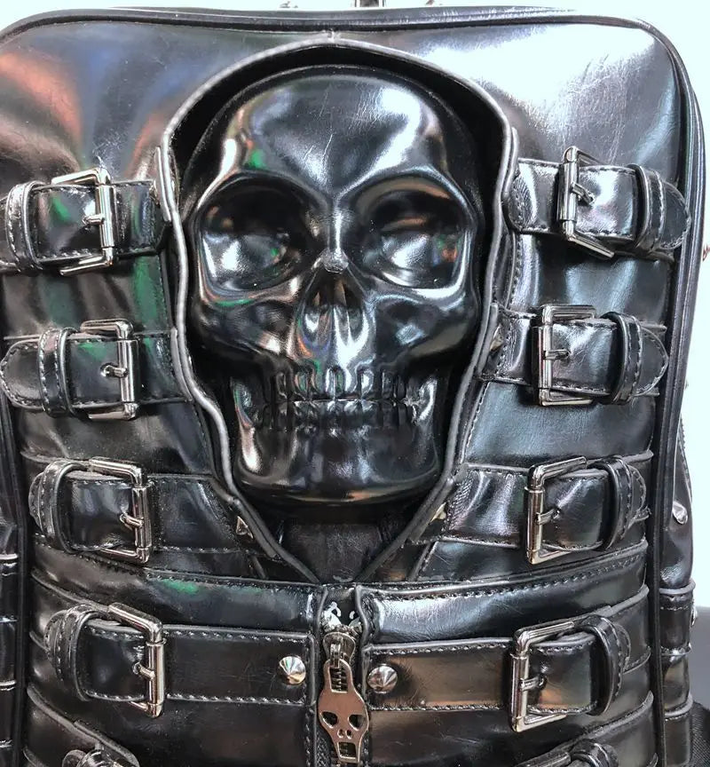 Skull Multi-Buckle Backpack