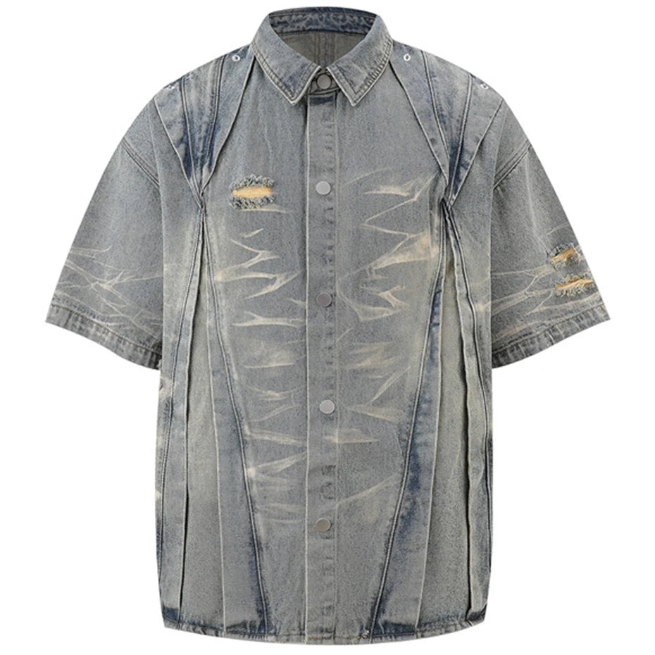 Static Fade Pleated Denim Shirt