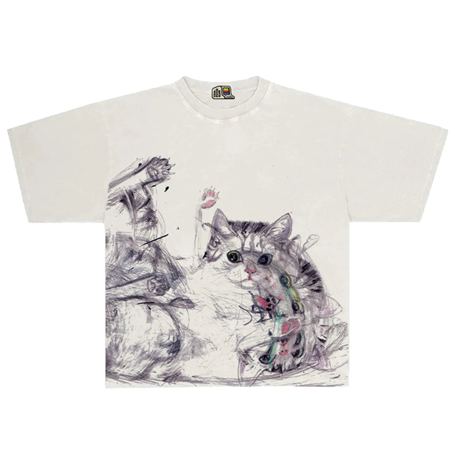 Artistic Cat Graphic Tee
