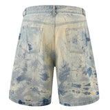 Stone Wave Panel-Dye Denim Shorts