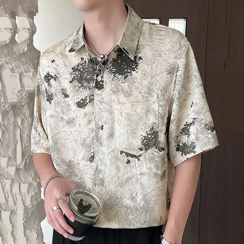 Satin Ice Printed Button-Up