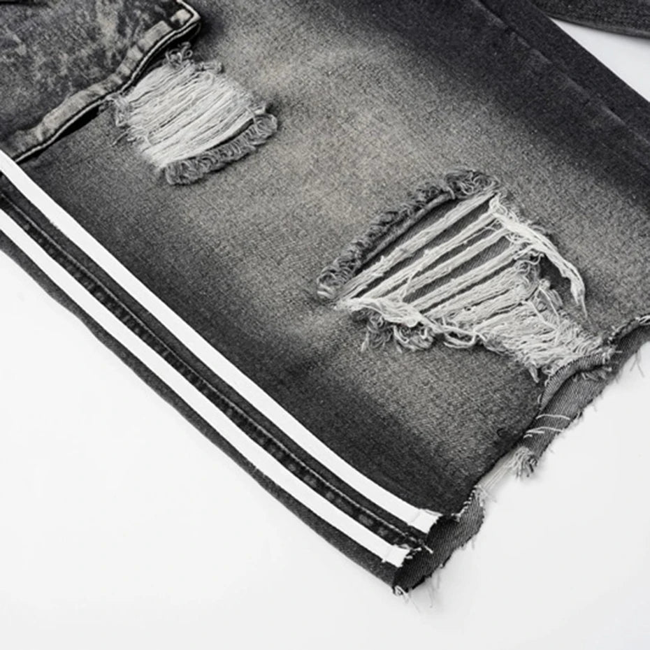 Ripped Denim Wide Leg Jeans Shorts