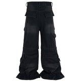 Vintage Washed Wide Leg Cargo Jeans