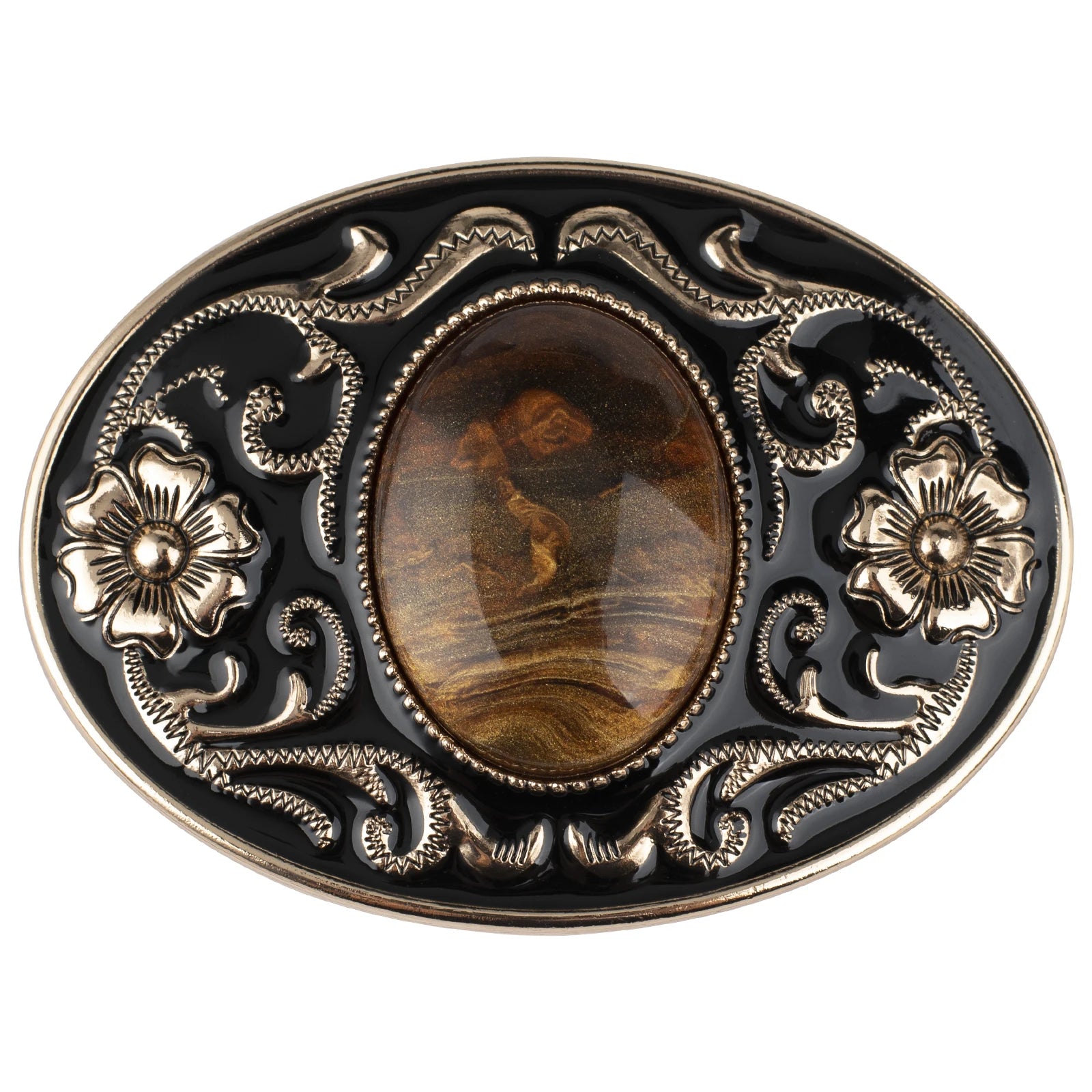 Western Stone Floral Belt Buckle