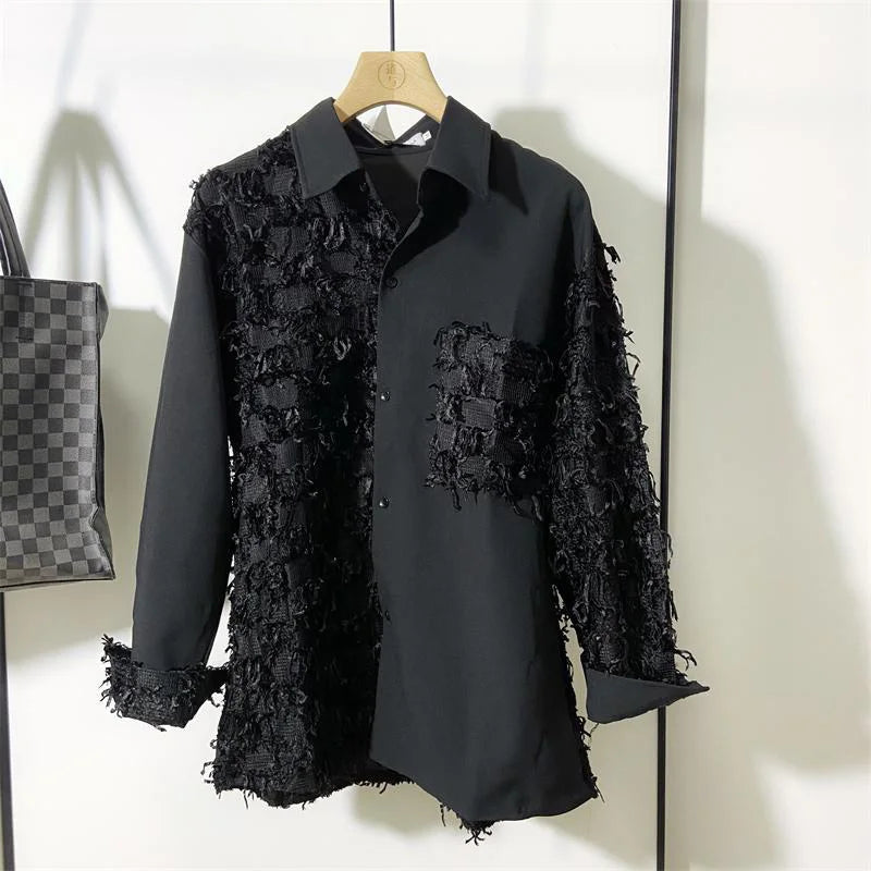 Patchwork Shredded Textured Shirt