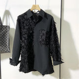 Patchwork Shredded Textured Shirt