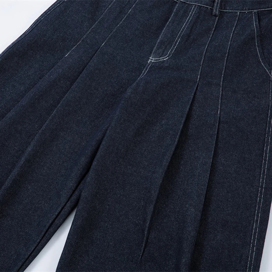 Pleated Baggy Denim Jeans