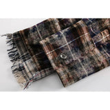 Patch Clash Distressed Plaid Button-Up