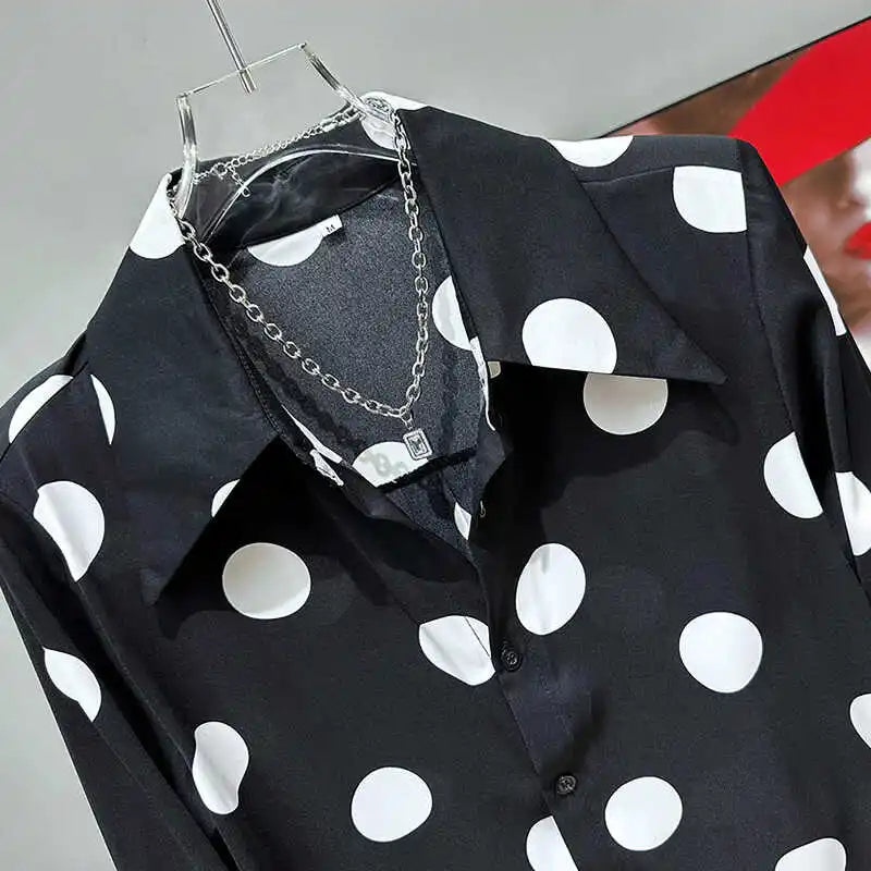Polka Dot Printed Button-Up