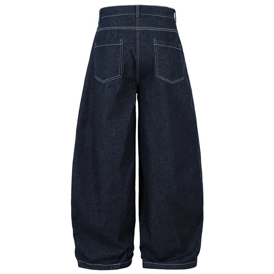 Pleated Baggy Denim Jeans