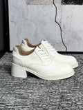 White Chunky Heel Oxford Shoes
