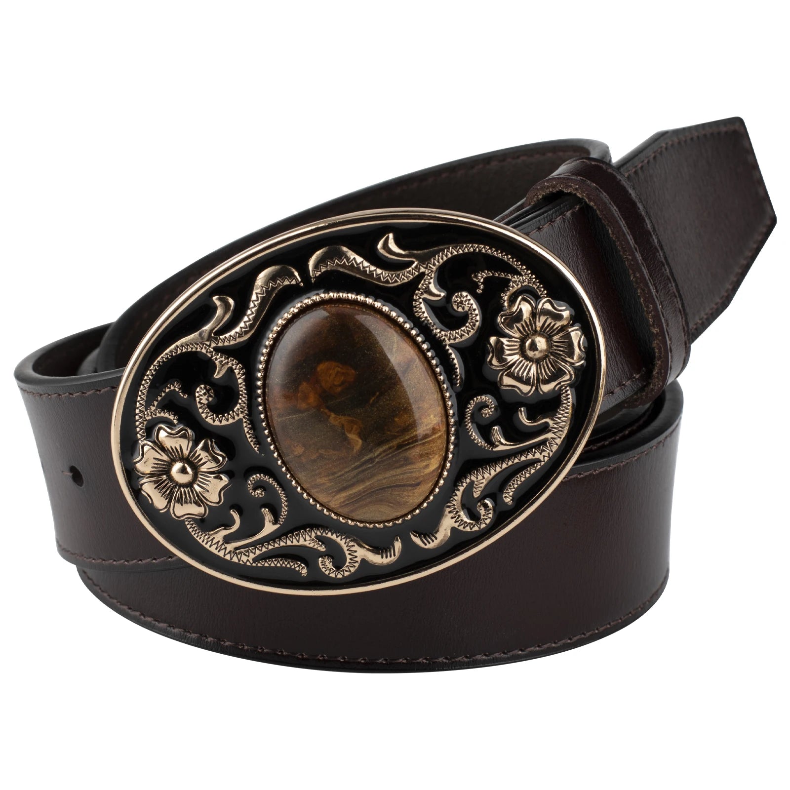 Western Stone Floral Belt Buckle
