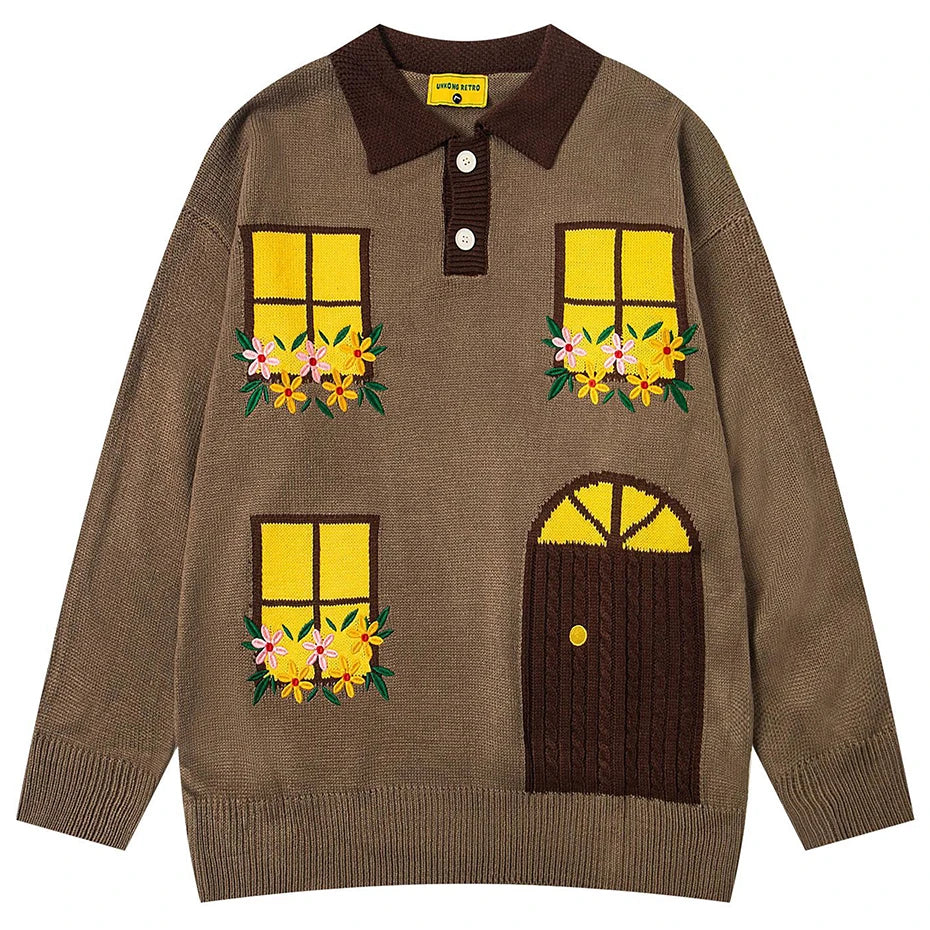 Cottage View Knit Polo Sweater