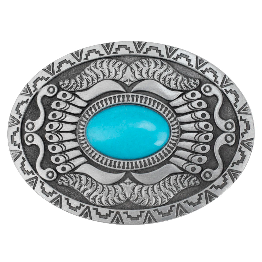 Turquoise Concho Western Belt Buckle
