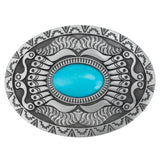 Turquoise Concho Western Belt Buckle