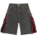 Double zipper Sided Denim Shorts