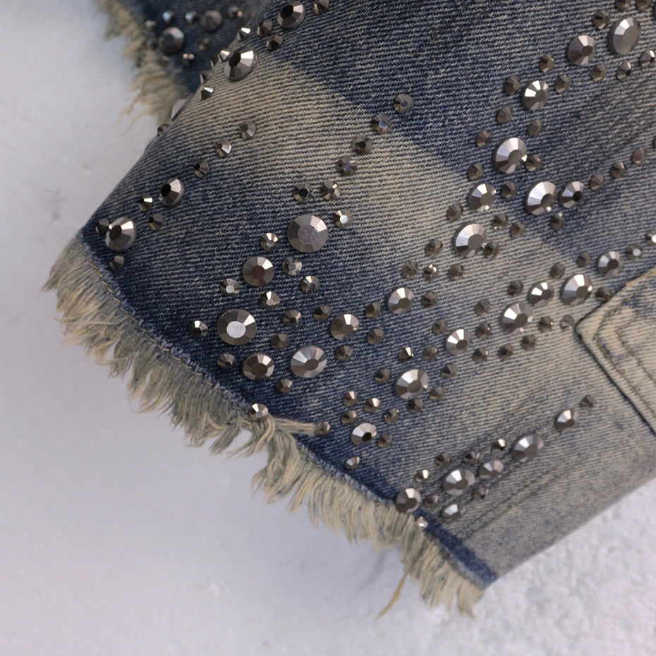 Fire Diamond Denim Shorts