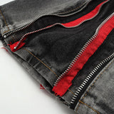 Double zipper Sided Denim Shorts