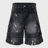 Denim Wide Leg Loose Shorts