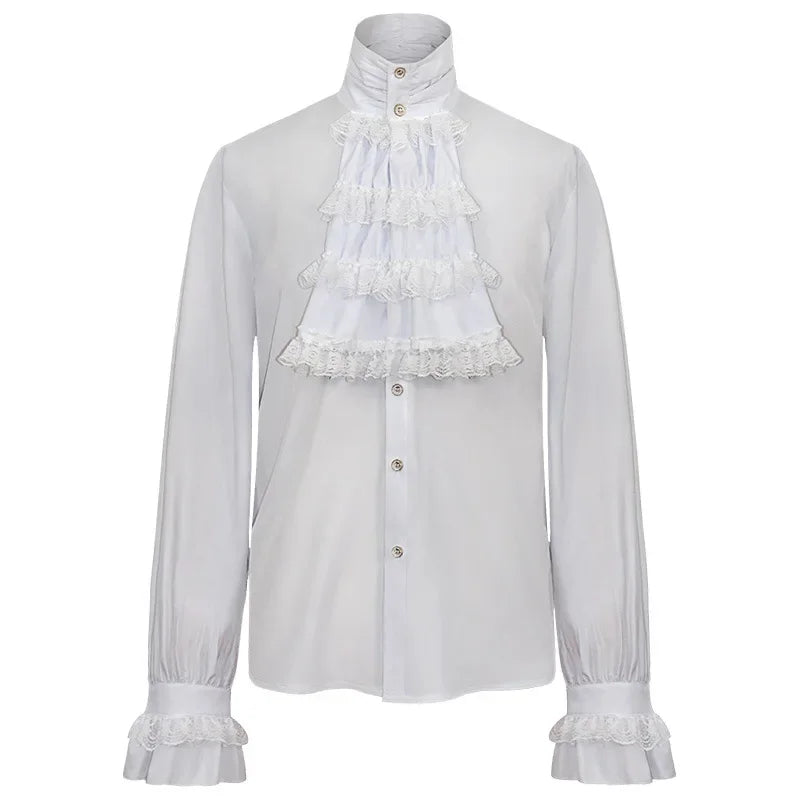 Edwardian Lace Jabot Top with Ruffle Cuffs