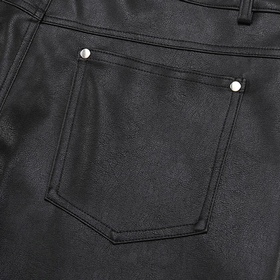 Studded Black Leather Shorts
