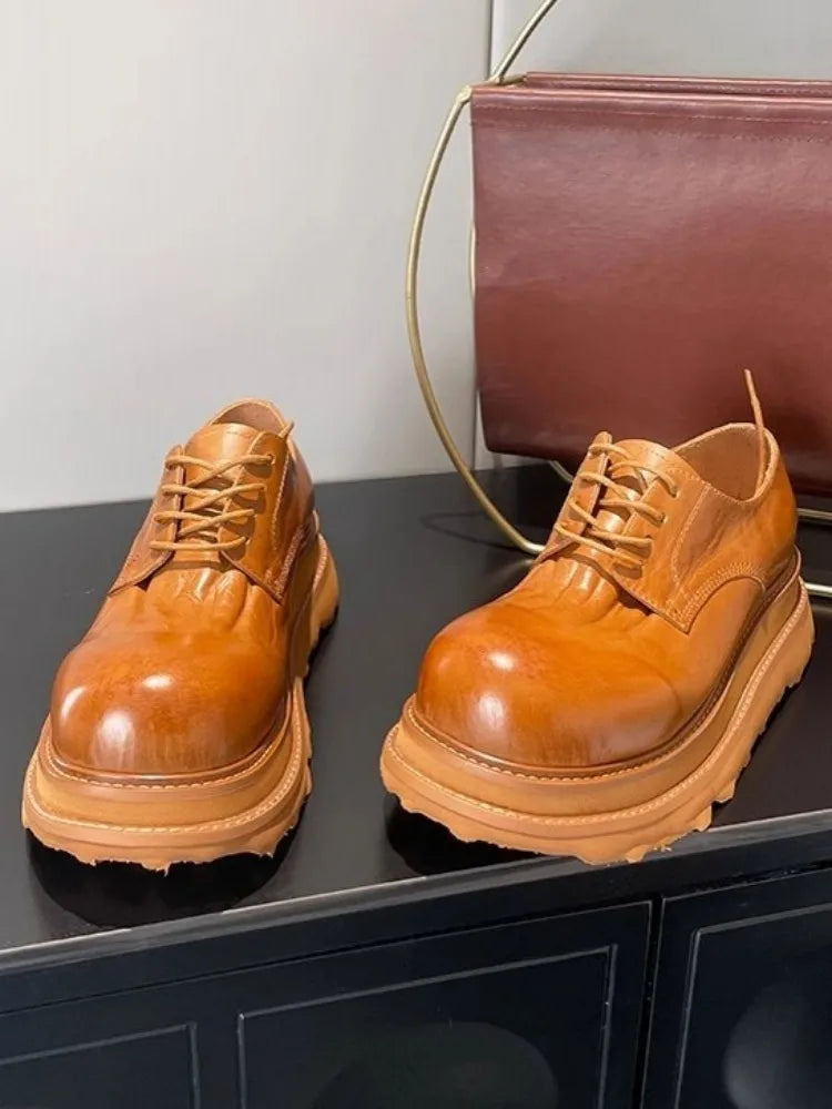 Derby Cowhide Platform Dress Shoes