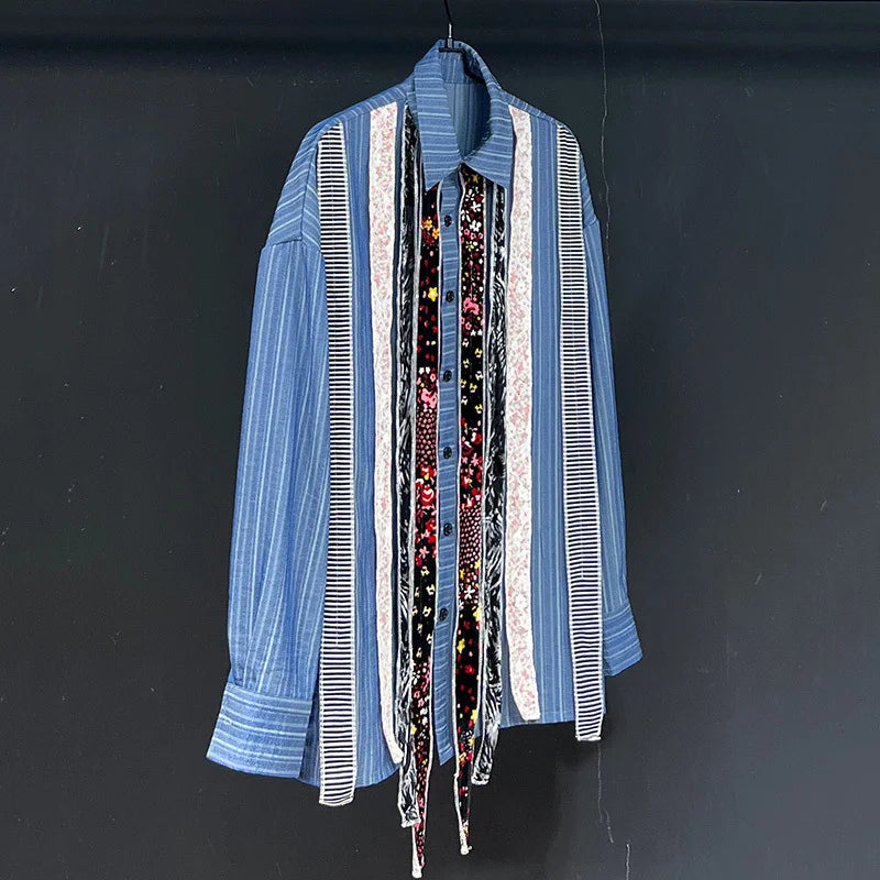 Multi Print Paneled Button-Up