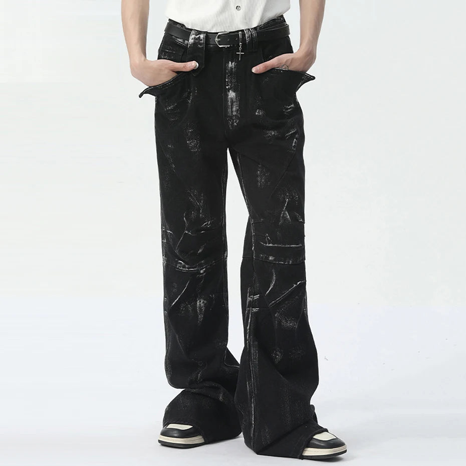 Distressed Onyx Flare Denim Pants