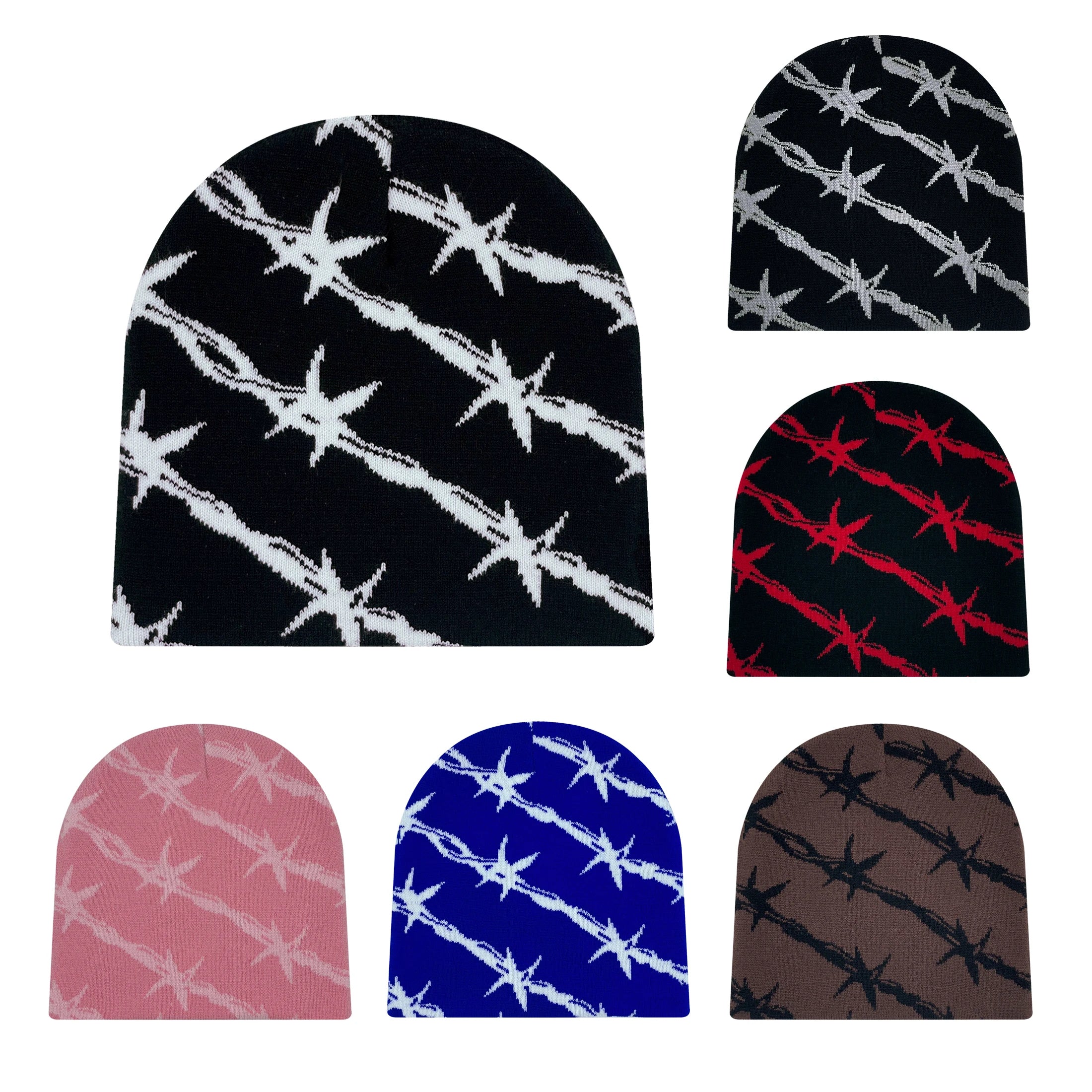 Barbed Wire Pattern Knit Beanie