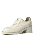 White Chunky Heel Oxford Shoes