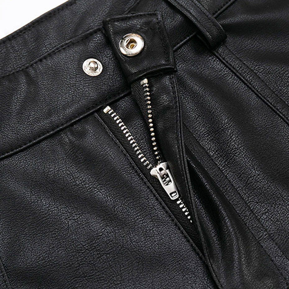 Studded Black Leather Shorts