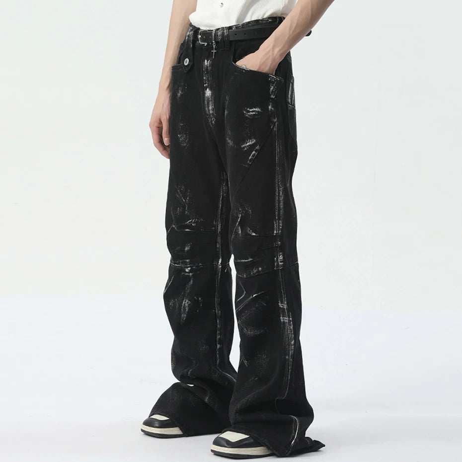 Distressed Onyx Flare Denim Pants