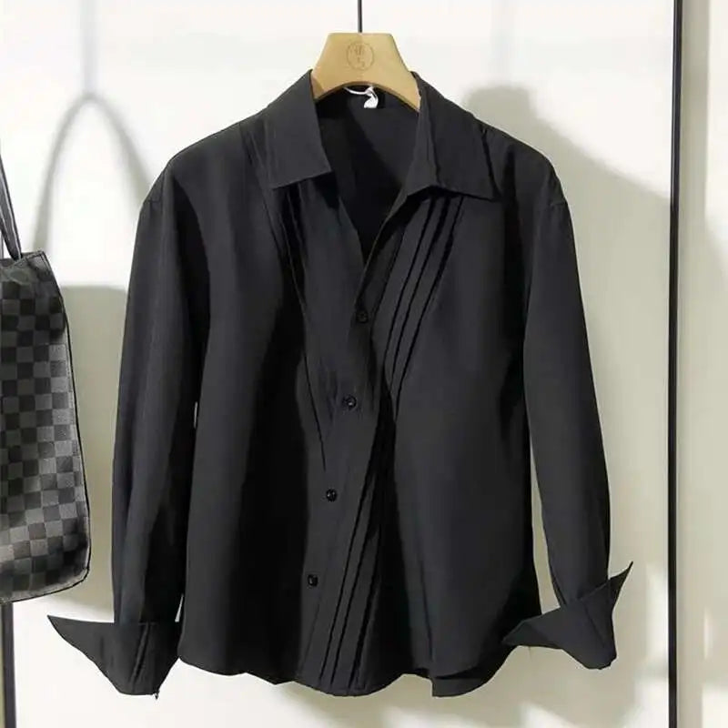 Pleated Darkwear Button-Up