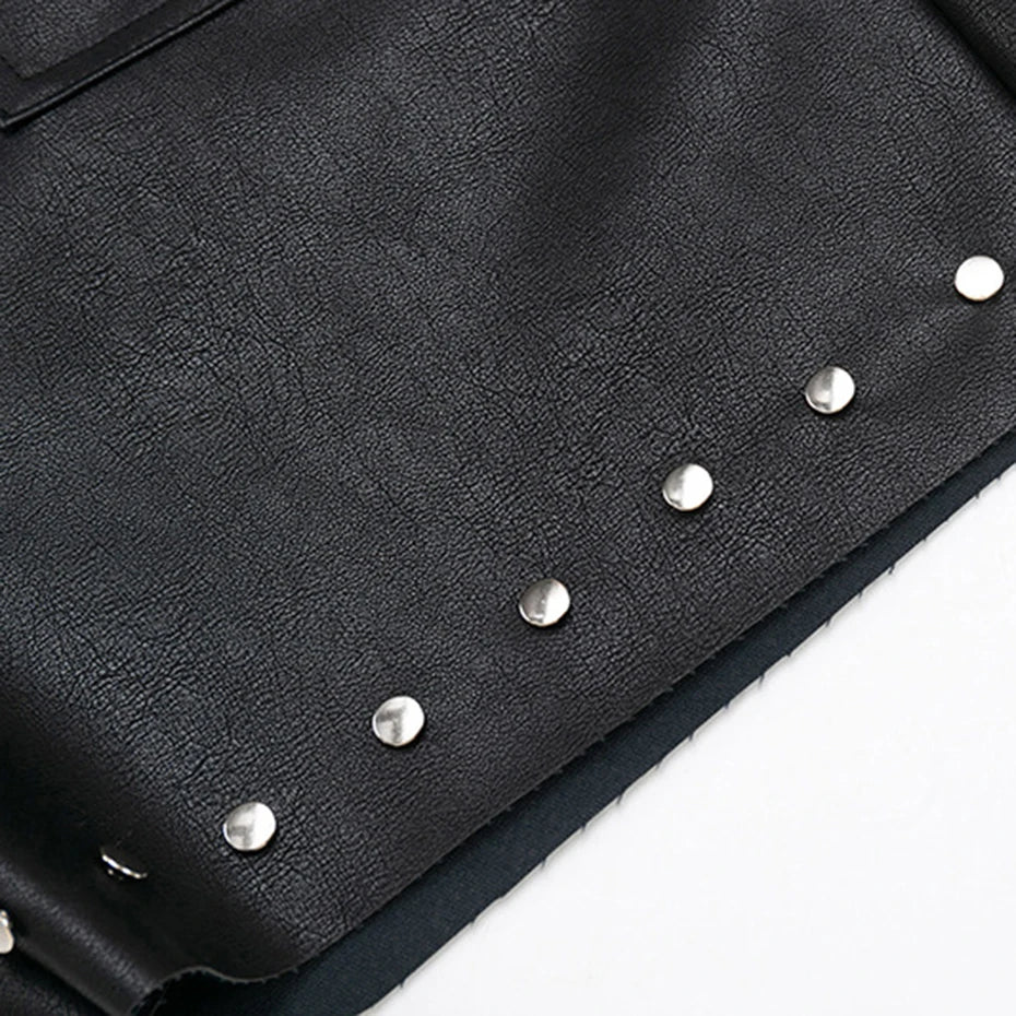 Studded Black Leather Shorts
