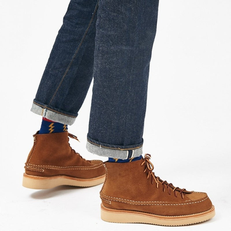 LIMETLISS Suede Moccasin Handmade Ankle Boots