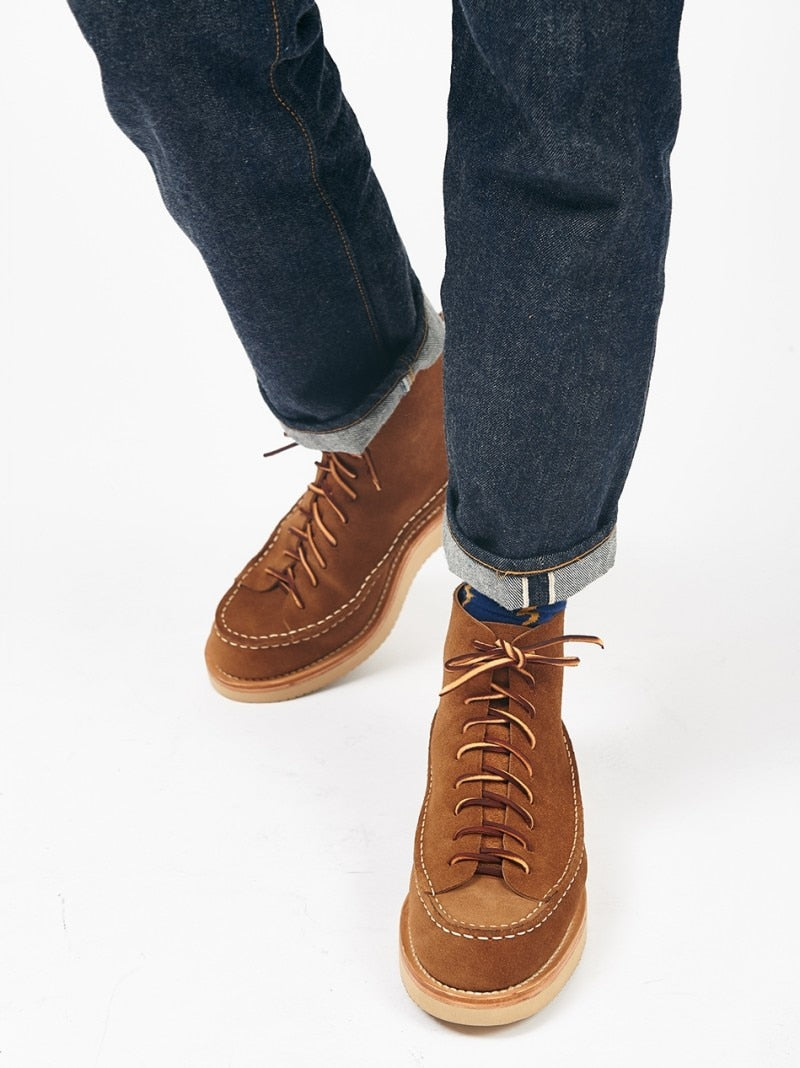 LIMETLISS Suede Moccasin Handmade Ankle Boots