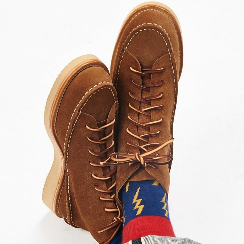 LIMETLISS Suede Moccasin Handmade Ankle Boots