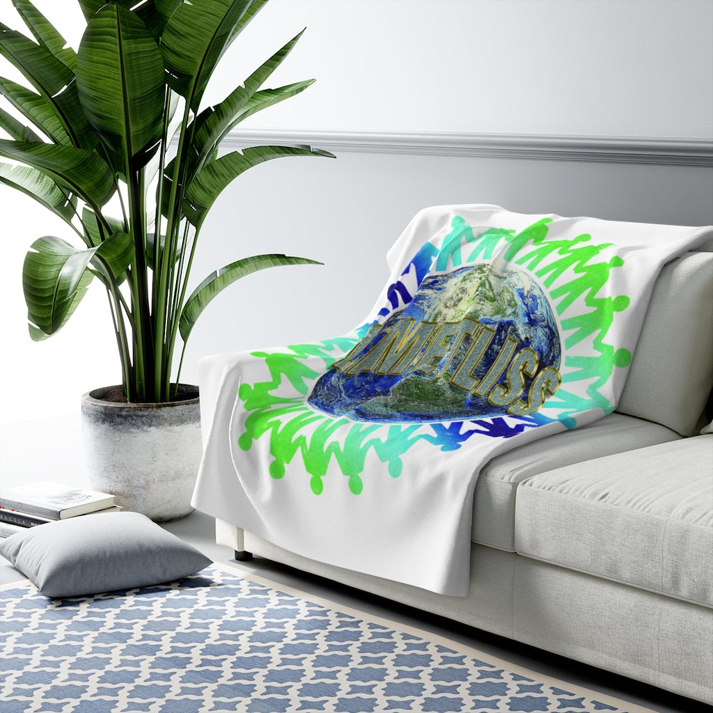 LIMETLISS We are the World Sherpa Fleece Blanket