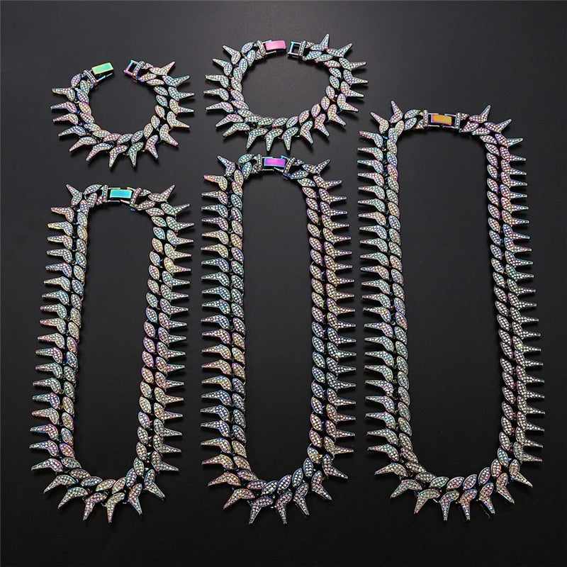 Iced Out Spiked Cuban Link Chain