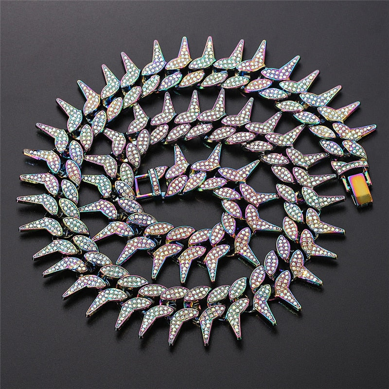 Iced Out Spiked Cuban Link Chain