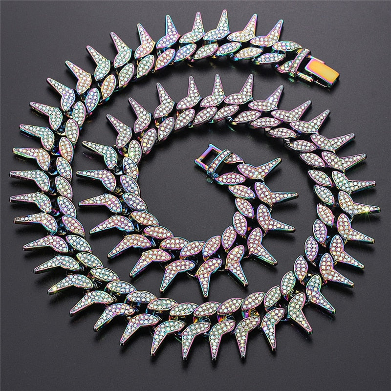 Iced Out Spiked Cuban Link Chain