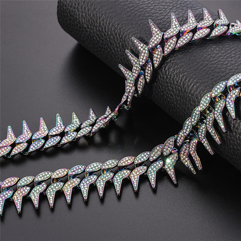 Iced Out Spiked Cuban Link Chain