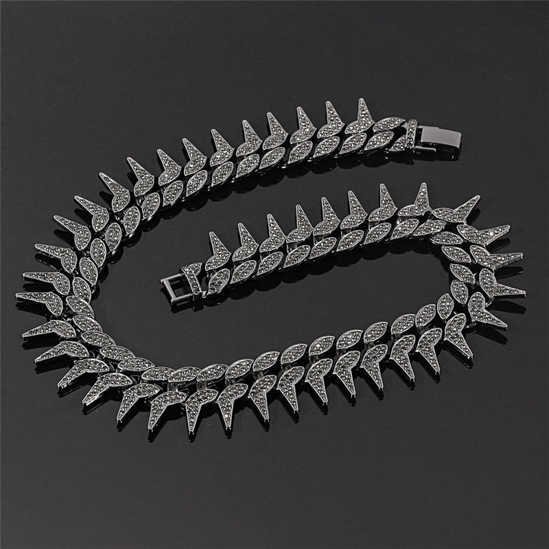 Iced Out Spiked Cuban Link Chain