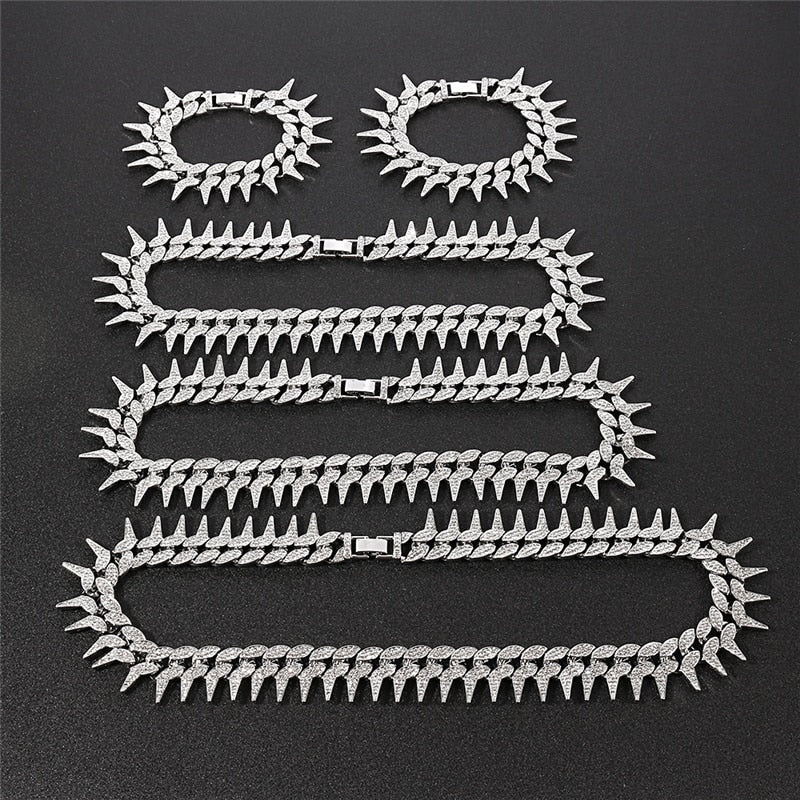 Iced Out Spiked Cuban Link Chain