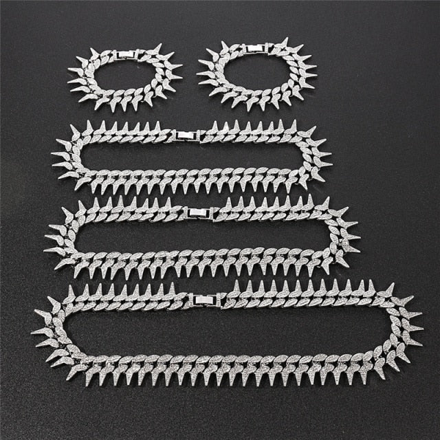 Iced Out Spiked Cuban Link Chain